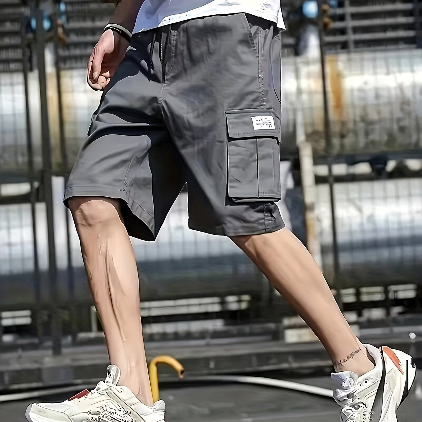 Men's Retro Solid Non Stretch Multi-Pocket Cargo Shorts For Summer Outdoor Wear