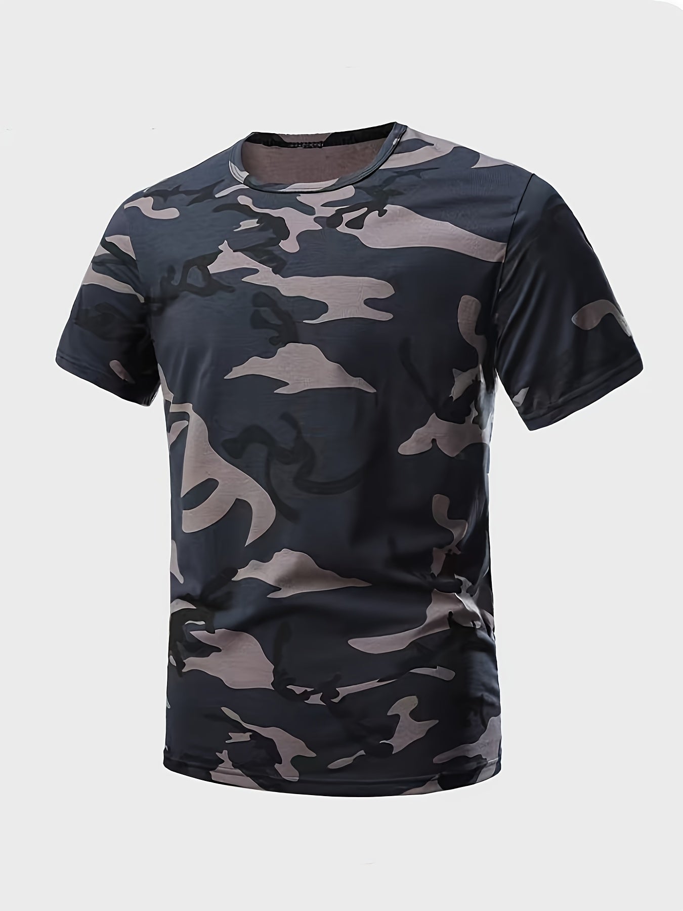 Men's Camouflage Print Short Sleeve T-shirt, Outdoor Athletic Tees For Males