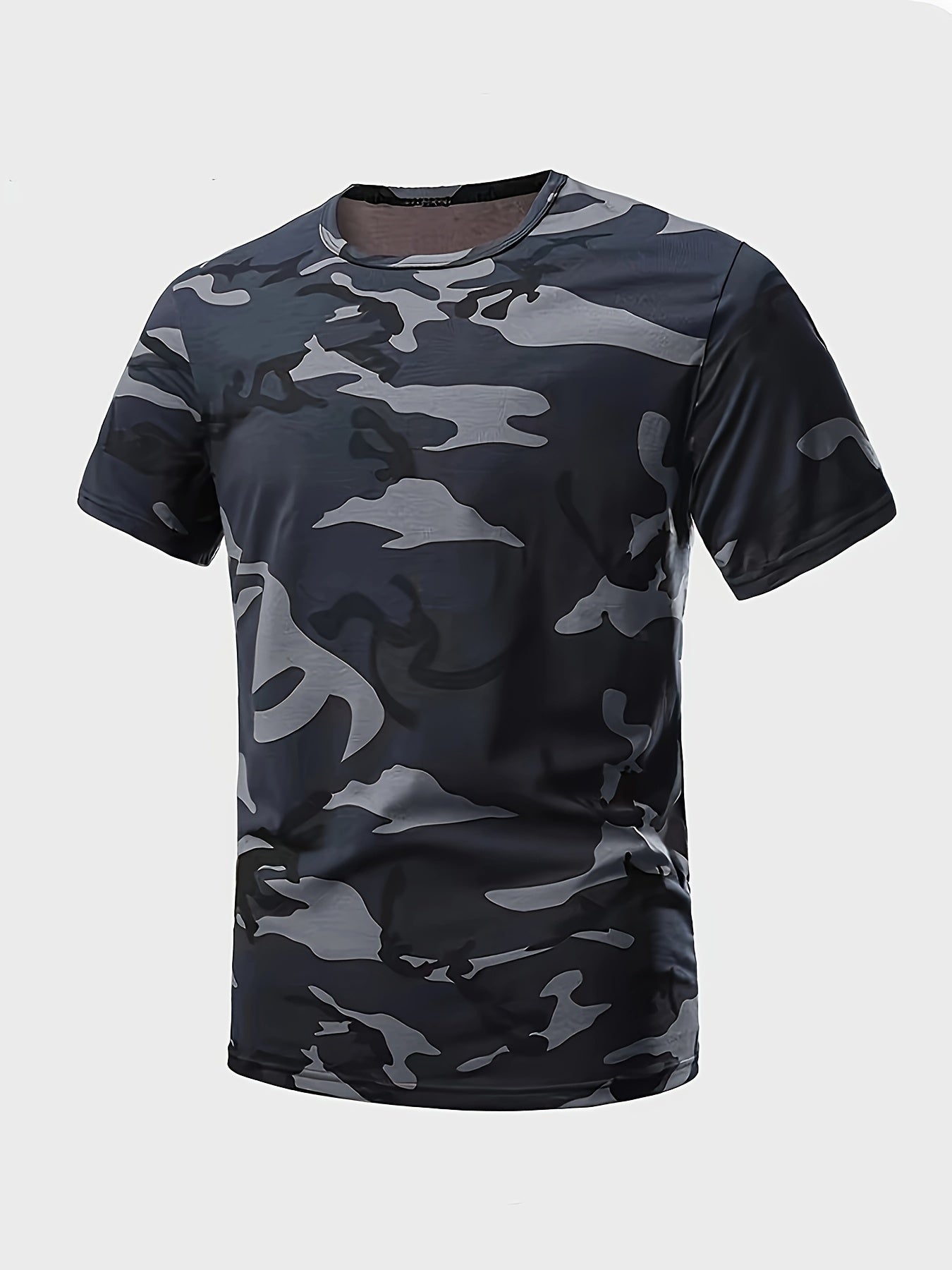 Men's Camouflage Print Short Sleeve T-shirt, Outdoor Athletic Tees For Males