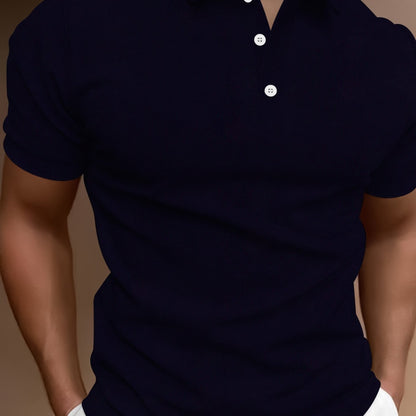 Breathable Stretch Fabric Men's Lightweight Solid Color Shirt - Golf & Casual Wear, Summer Essential