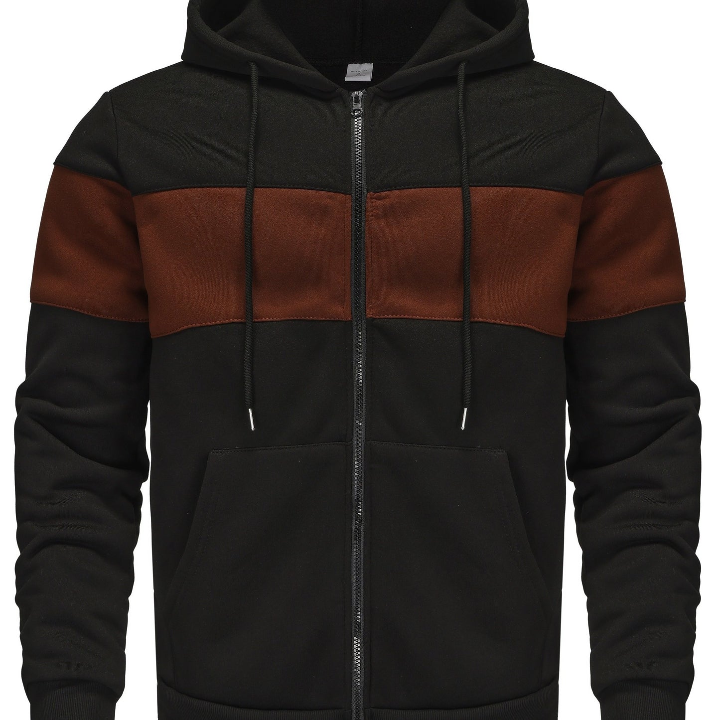 Men's Hooded Zip Up Sweatshirt Jacket - Contrast Color, Casual, Comfy, With Pockets, Ideal for Outdoors and Sports Wear