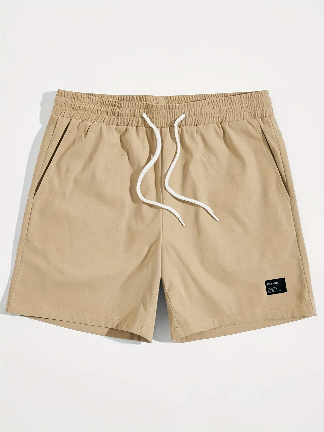 Men'S Solid Color Drawstring Design Beach Shorts for Summer.