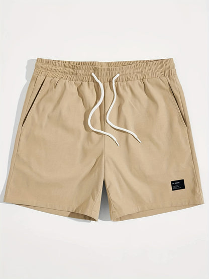 Men'S Solid Color Drawstring Design Beach Shorts for Summer.