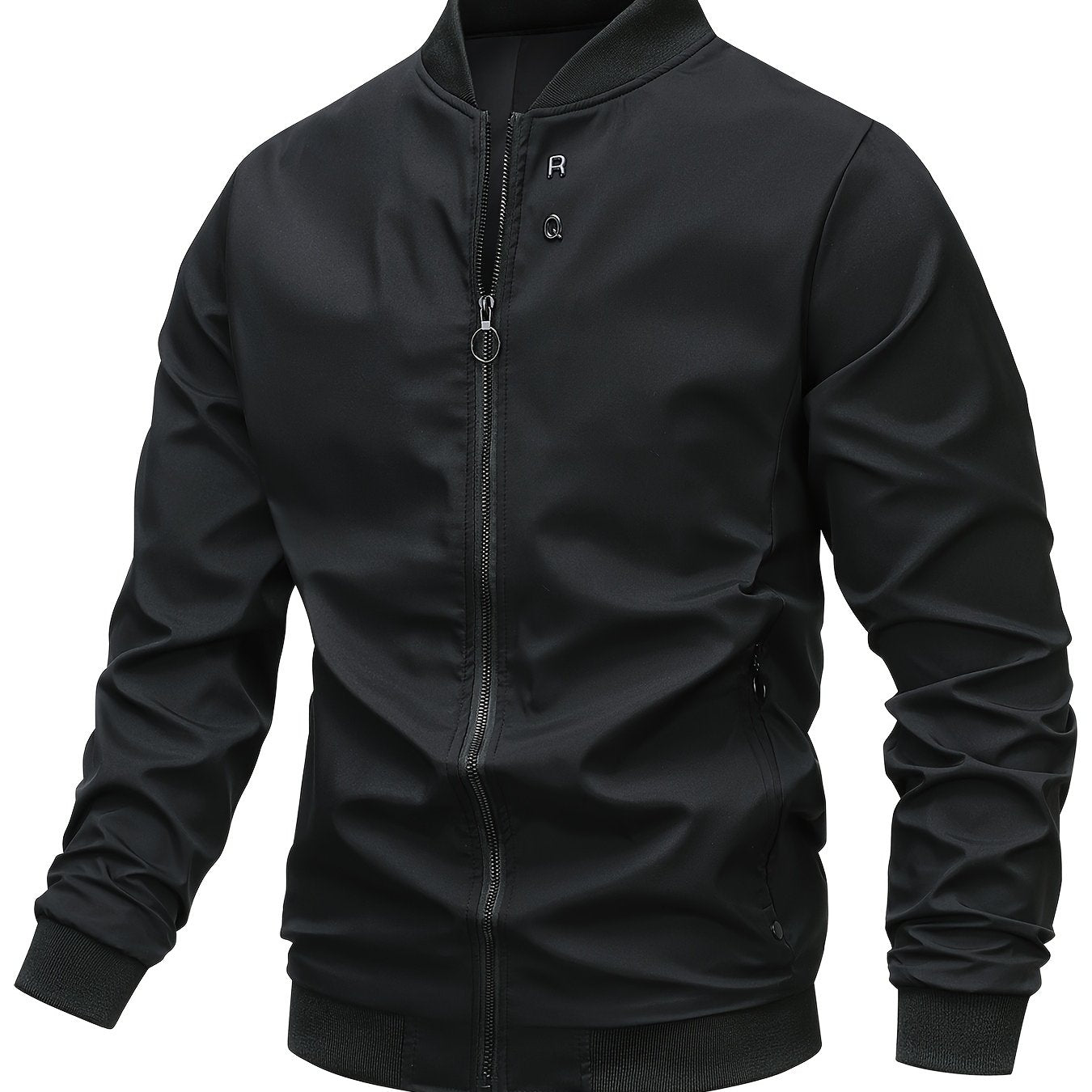 Men'S Spring/Fall Casual Jacket - Stylish Invisible Zipper Pocket, Simple Character Letter Buckle, Outdoor Windproof Blazer Jacket