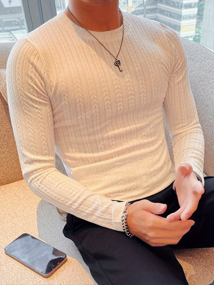 Long Sleeve Slim-Fit Men's T-Shirt - Machine Washable, Casual & Stylish for Fall/Winter