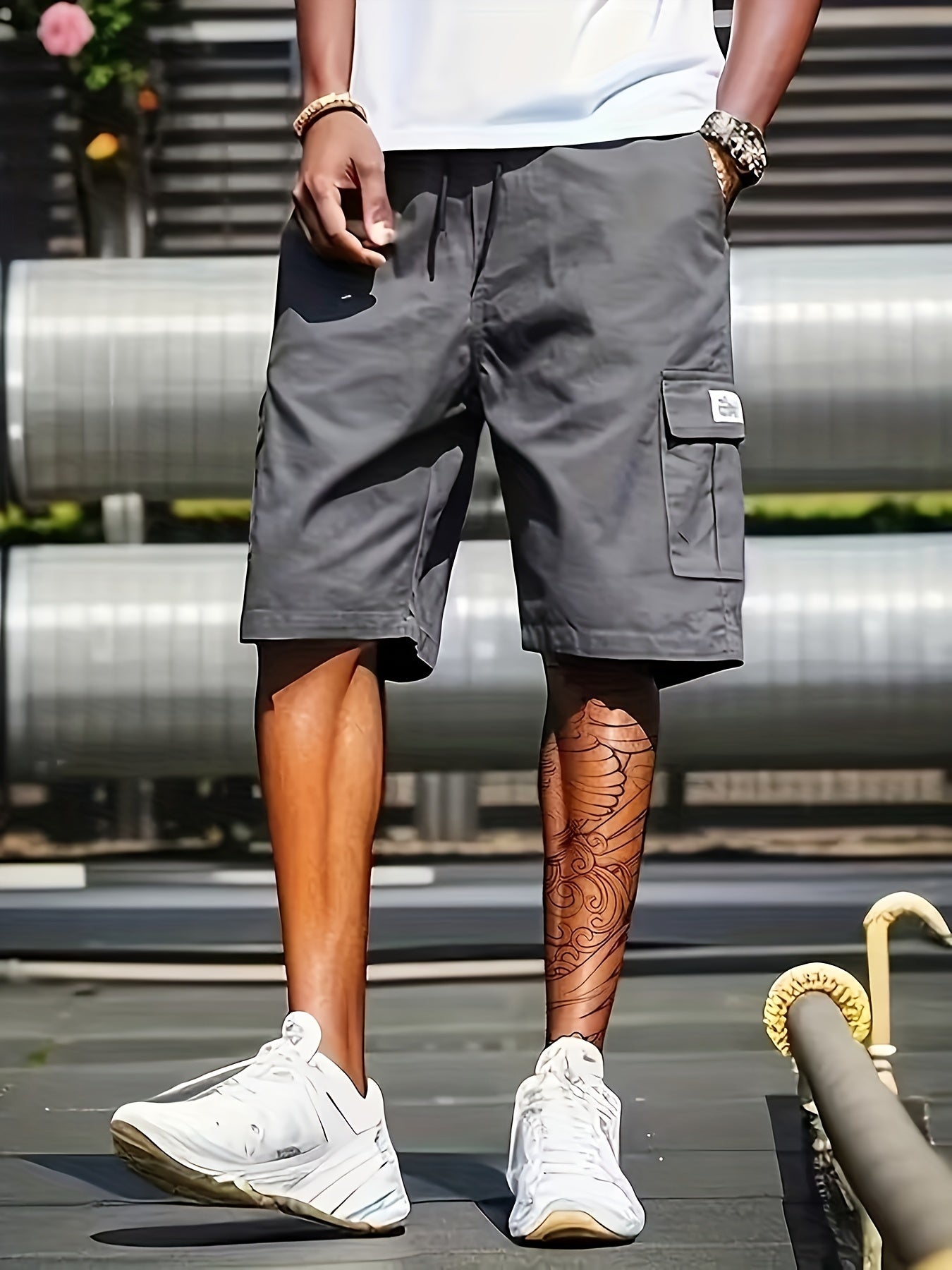 Men's Retro Solid Non Stretch Multi-Pocket Cargo Shorts For Summer Outdoor Wear