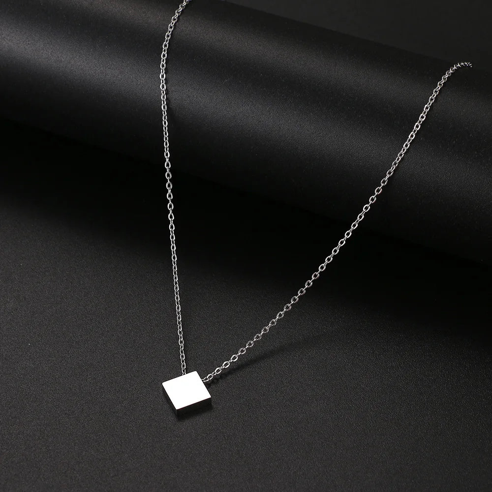 Stainless Steel Necklaces Minimalist Four-leaf Clover Geometric Style Fashion Chain Necklace for Women Collar Pendant Jewelry