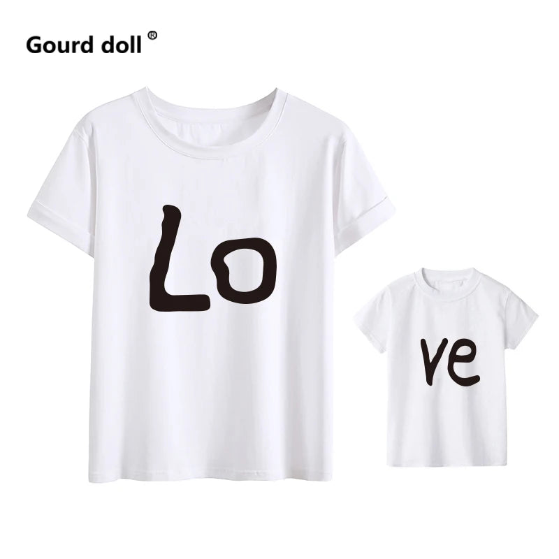 Summer new family outfit clothes mom and me t-shirt mother daughter red love print mother and daughter tops mom and me clothes