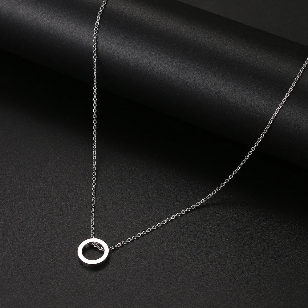 Stainless Steel Necklaces Minimalist Four-leaf Clover Geometric Style Fashion Chain Necklace for Women Collar Pendant Jewelry