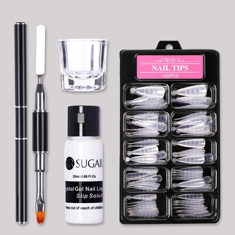 UR SUGAR Acrylic UV Gel Extension Nail Gel Kit Nude Glitter Color Fast Building Gel Nail Polish All For Manicure Nail Art Design