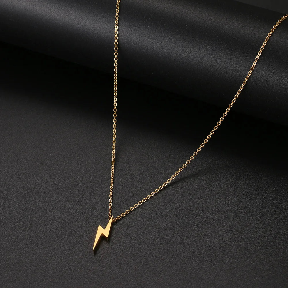 Stainless Steel Necklaces Minimalist Four-leaf Clover Geometric Style Fashion Chain Necklace for Women Collar Pendant Jewelry