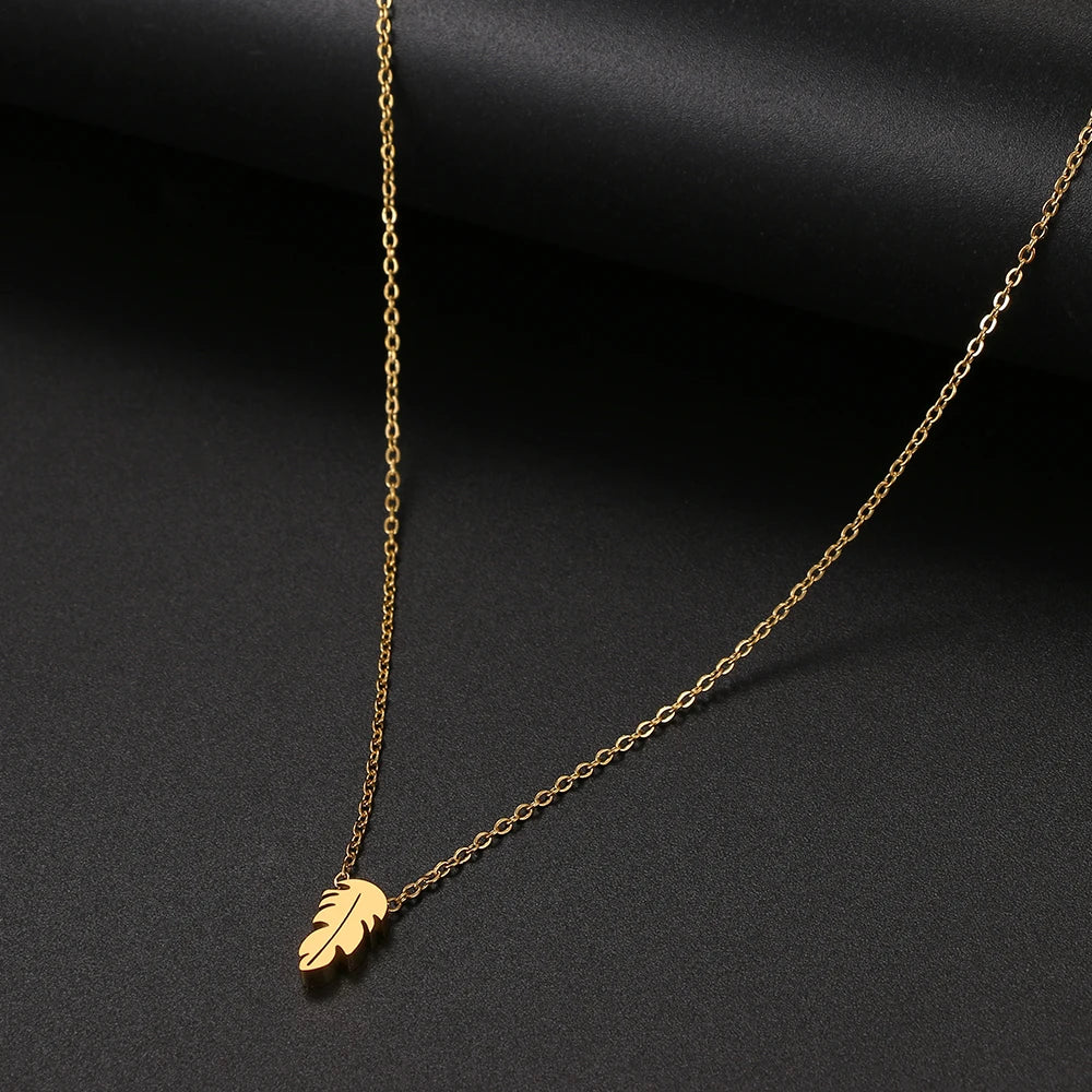 Stainless Steel Necklaces Minimalist Four-leaf Clover Geometric Style Fashion Chain Necklace for Women Collar Pendant Jewelry