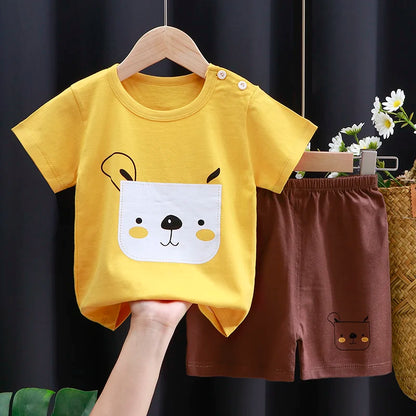 Kids Clothes Set Baby Boy/Girl T-Shirt + Shorts Summer Clothing Cotton Cartoon Casual Boys Tracksuit Children Baby Clothes Set