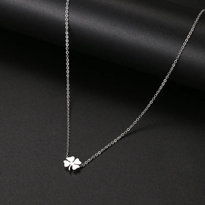 Stainless Steel Necklaces Minimalist Four-leaf Clover Geometric Style Fashion Chain Necklace for Women Collar Pendant Jewelry