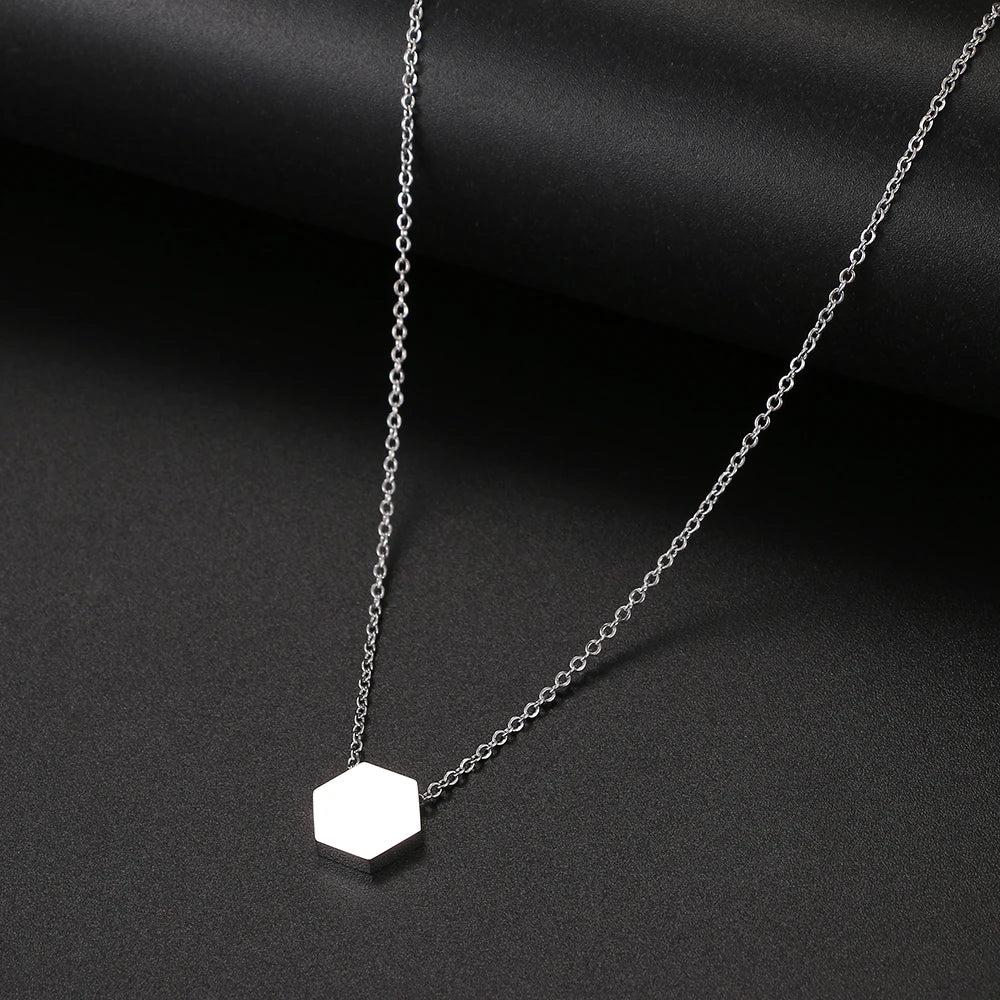 Stainless Steel Necklaces Minimalist Four-leaf Clover Geometric Style Fashion Chain Necklace for Women Collar Pendant Jewelry