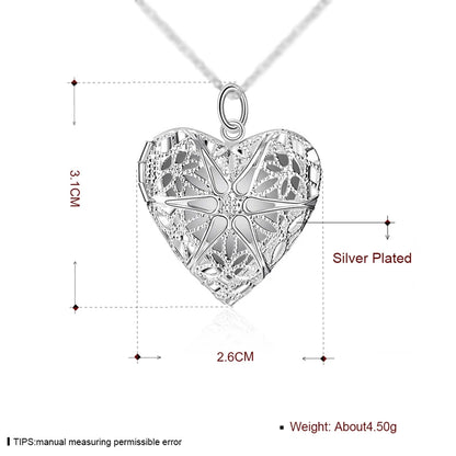 DOTEFFIL 925 Sterling Silver Photo Frame Pendant Necklace 18/20/22/24 Inch Snake Chain For Woman Charm Wedding Fashion Jewelry