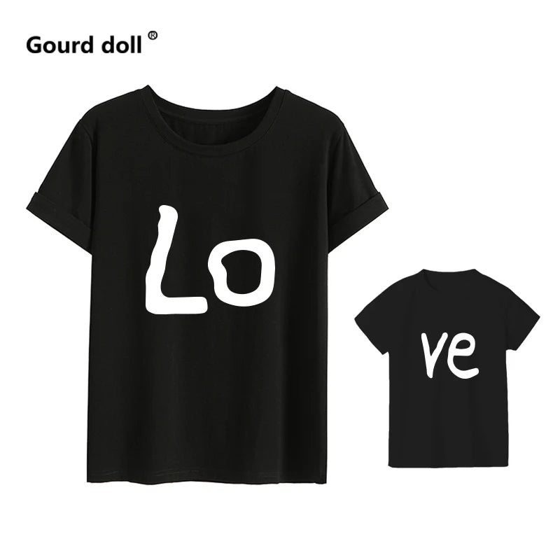 Summer new family outfit clothes mom and me t-shirt mother daughter red love print mother and daughter tops mom and me clothes