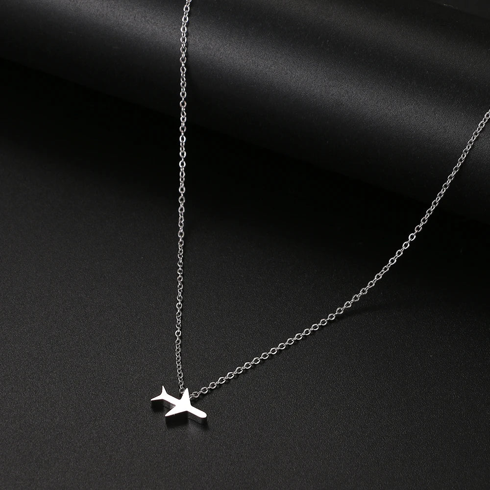 Stainless Steel Necklaces Minimalist Four-leaf Clover Geometric Style Fashion Chain Necklace for Women Collar Pendant Jewelry