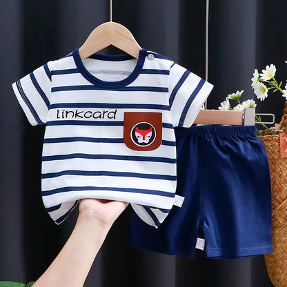 Kids Clothes Set Baby Boy/Girl T-Shirt + Shorts Summer Clothing Cotton Cartoon Casual Boys Tracksuit Children Baby Clothes Set