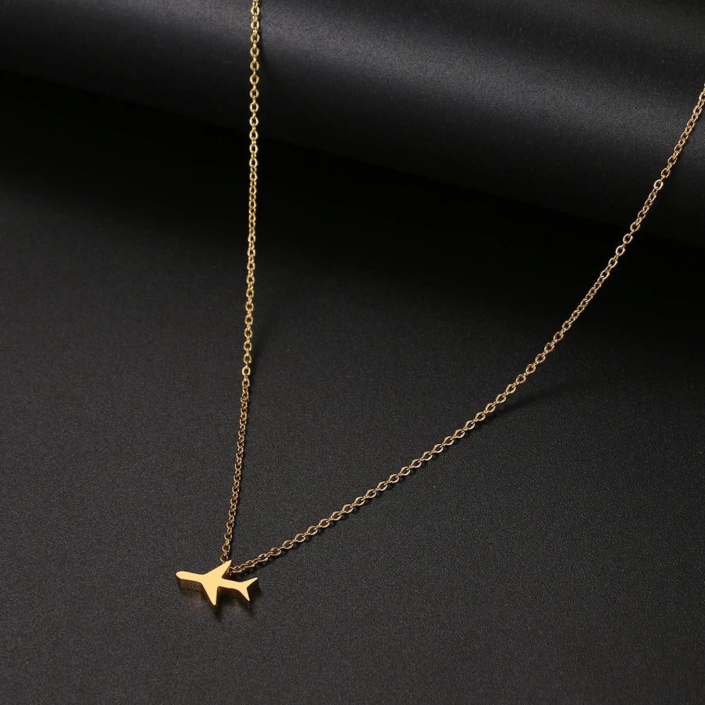 Stainless Steel Necklaces Minimalist Four-leaf Clover Geometric Style Fashion Chain Necklace for Women Collar Pendant Jewelry