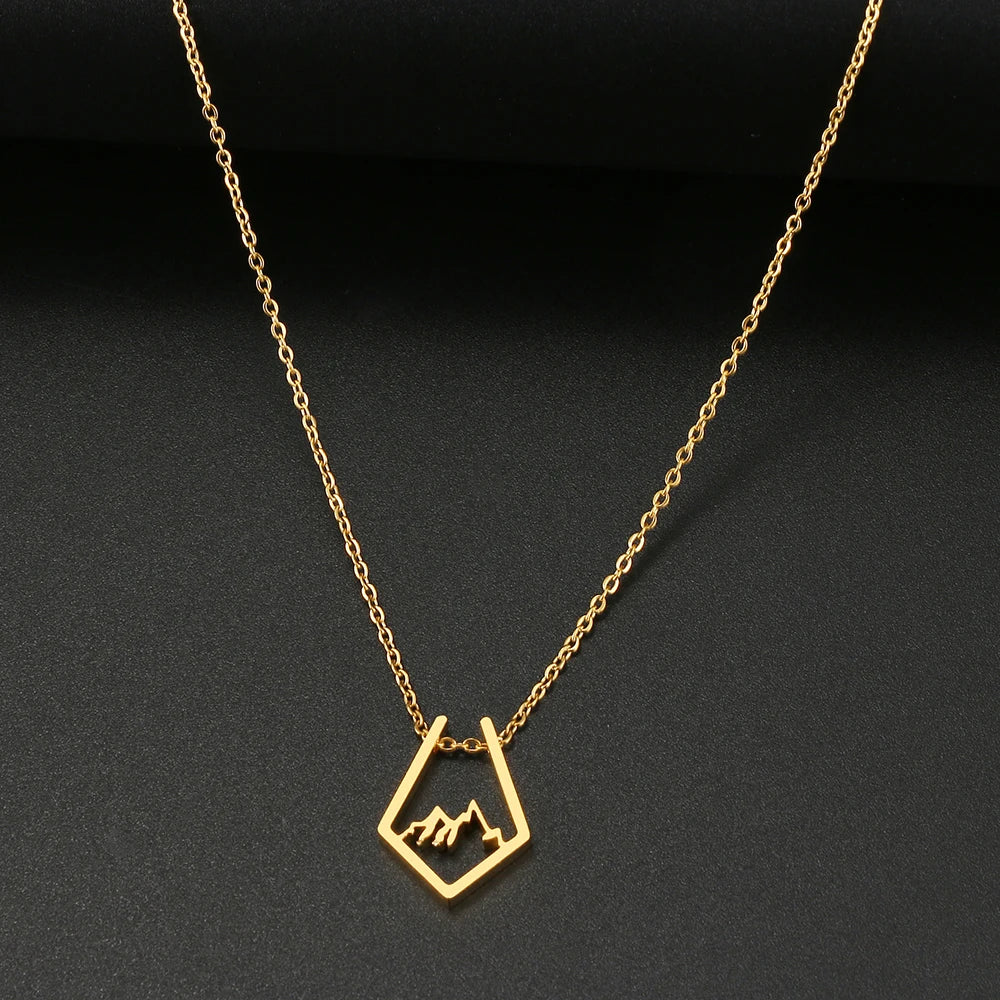 Stainless Steel Necklaces Minimalist Four-leaf Clover Geometric Style Fashion Chain Necklace for Women Collar Pendant Jewelry