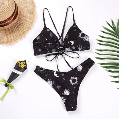 Sunflower Printed Bikini Set Sexy Swimwear Women 2025 Mujer Push Up Padded Biquini Bathers Bandage Bathing Suit Swimsuit Bikini