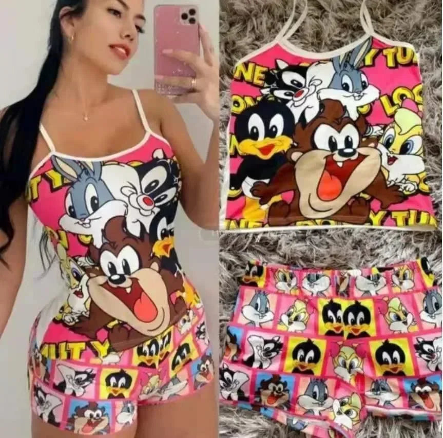 Sexy Cartoon Suspender Pajama Suit for Summer or Yoga