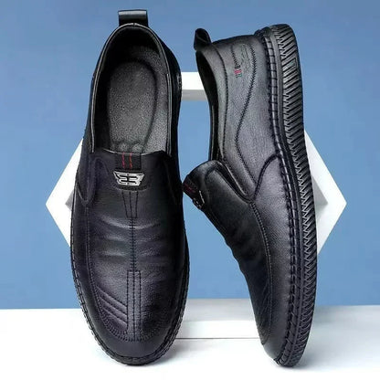 Men Leather Shoes Breathable Business Summer Slip on Loafers Man Casual Black Flats Driving Walking Shoes Moccasins