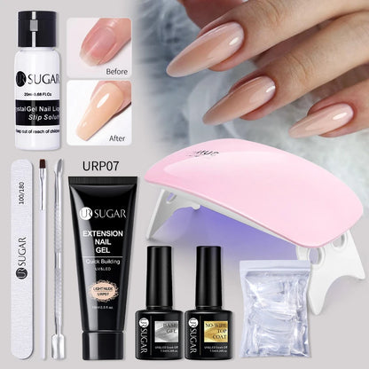 UR SUGAR Acrylic UV Gel Extension Nail Gel Kit Nude Glitter Color Fast Building Gel Nail Polish All For Manicure Nail Art Design