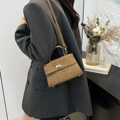 Trendy Suede Shoulder Bag Square Crossbody Bag with Adjustable Strap Fall Purse Satchel Purse for Women Work Shopping Travel