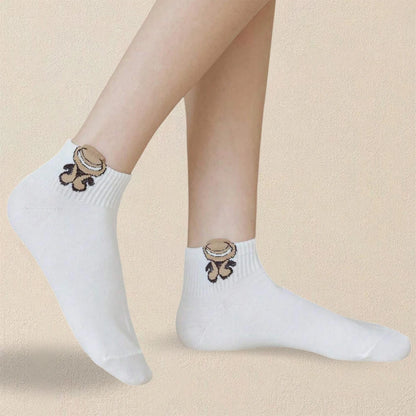 5/10 Pairs Teddy Bear Print Ankle Socks