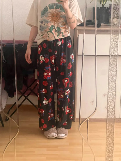 Loose pajama pants with funny Japanese tv anime design