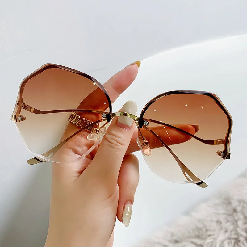 2023 Exquisite Borderless Trim Sunglasses Retro Color Gradient Sunglasses Unisex Mountaineering Cycling Glasses Summer