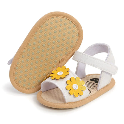 Meckior Summer Cool Baby Girl Sandals Fashion Newborn Sandal Idyllic Flower Soft Anti-slip Toddler Cotton Sole Comfortable Shoes