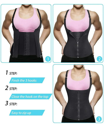 Waist Trainer Tank Top For Women Zipper Body Shaper Tummy Control Sleeveless Top, Women's Activewear Body Shaping Underwear