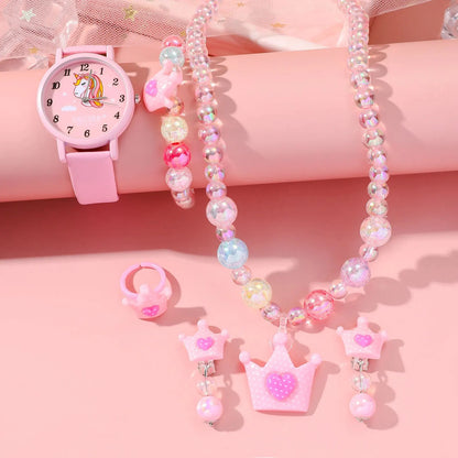 Popular Fashion Unicorn Silicone Children's Quartz Watch Set