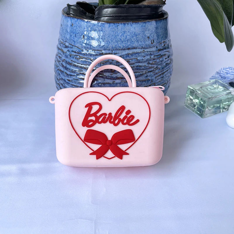 Cute Pink Barbie Bag Girls Silicone Zero Wallet Fashion Women Lipstick Bag Charm Bluetooth Earphone Bags Ornaments Toys Gifts