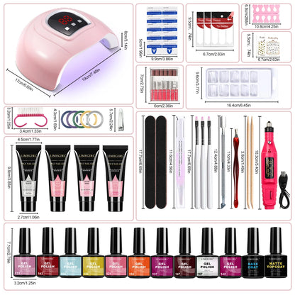 LIMEGIRL Gel Nail Polish Kit UV Soak Gel Base Coat Polishing Tool with LED Light and Nail Drill Semi-Permanent Gel Varnish Kit