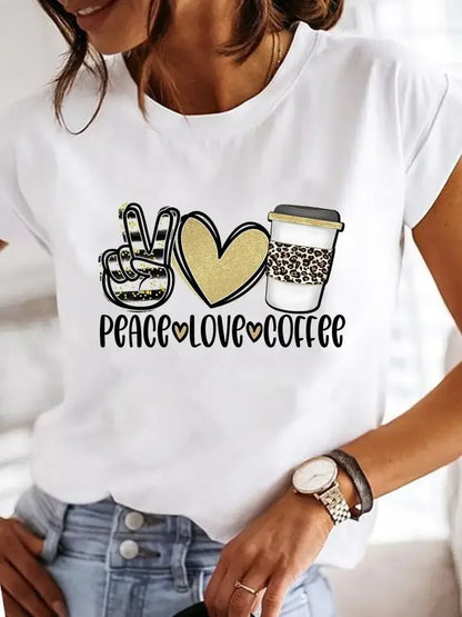 Women Print Love Letter Sweet 90s Trend Summer T Clothing Clothes Fashion Casual T-shirts Short Sleeve Ladies Female Graphic Tee