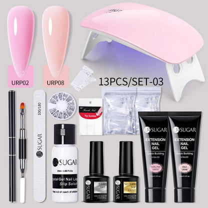 UR SUGAR Acrylic UV Gel Extension Nail Gel Kit Nude Glitter Color Fast Building Gel Nail Polish All For Manicure Nail Art Design