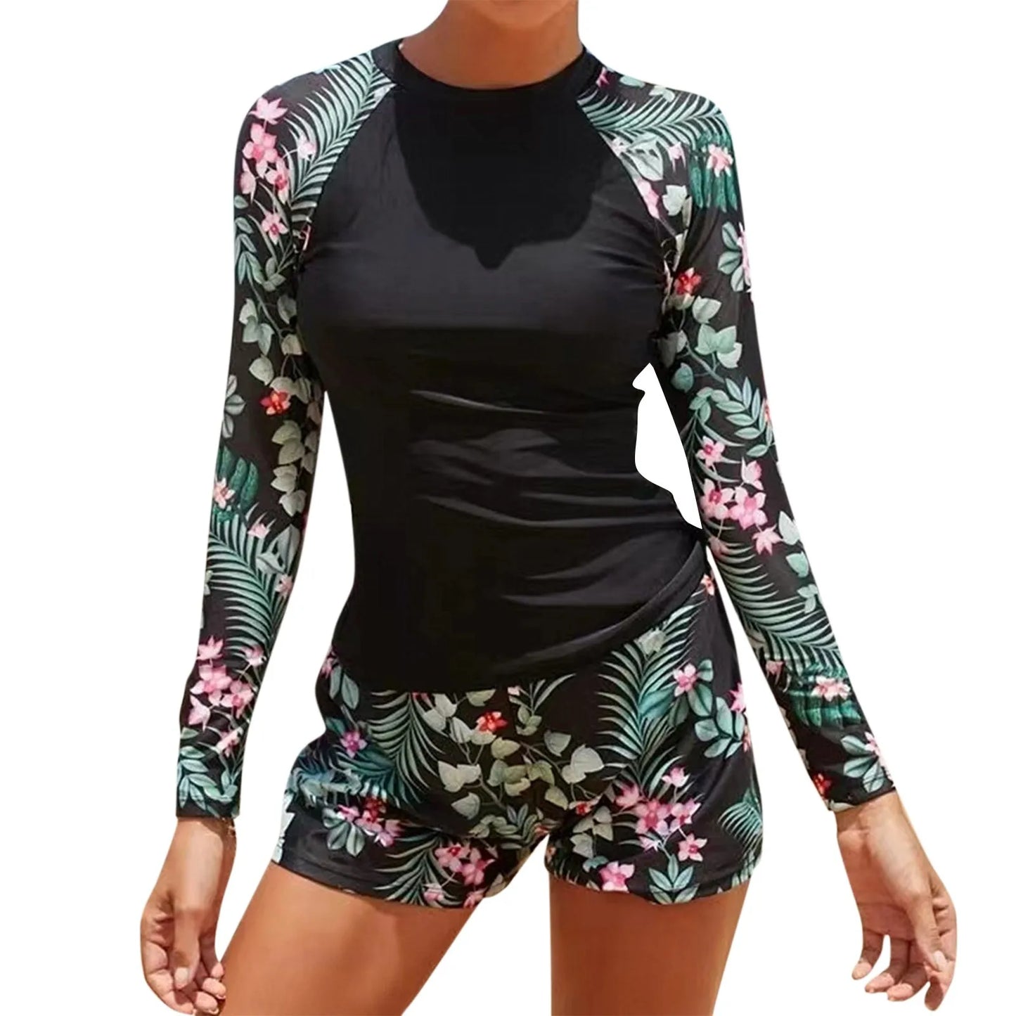 2024 Long Sleeve Surfing Swimsuit Print Swimwear Women Two Pieces Diving Clothes Beachwear Bathing Swimming Swim Suit