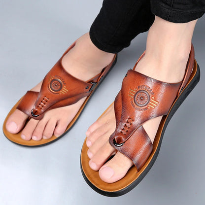 Men's Sandals Summer Soft soled Anti slip Beach Shoes Men's Large flip-flops Casual Leather Sandals sandalias hombre pantuflas