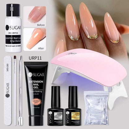 UR SUGAR Acrylic UV Gel Extension Nail Gel Kit Nude Glitter Color Fast Building Gel Nail Polish All For Manicure Nail Art Design