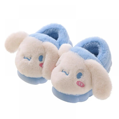 Anime Hello Kitty Kuromi Girl Cotton Parent-Child Slipper Melody Sanrio Cartoon Cute Kid Plush Warm Home Slippers Christmas Gift