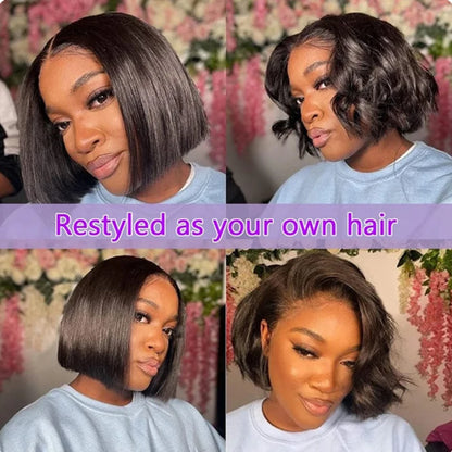 Wear Go Glueless Bob Wig Lace Front Human Hair Wigs Short Pre Plucked Straight 13x4 HD Transparent Lace Frontal Wig Bob on Sale