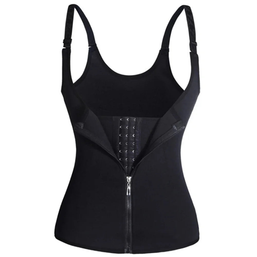 Waist Trainer Tank Top For Women Zipper Body Shaper Tummy Control Sleeveless Top, Women's Activewear Body Shaping Underwear