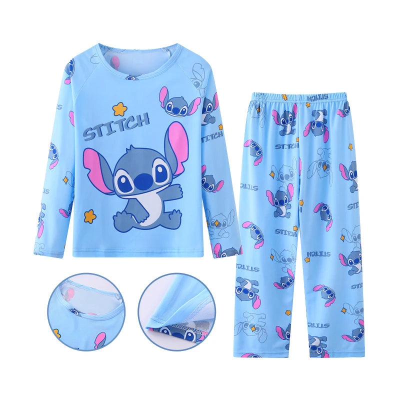 2pcs/set New HOT Disney Stitch Children Pyjamas for Boys and Girls Sets Kid Home Wear Travel Casual Sleepwear Suit Cute Gift