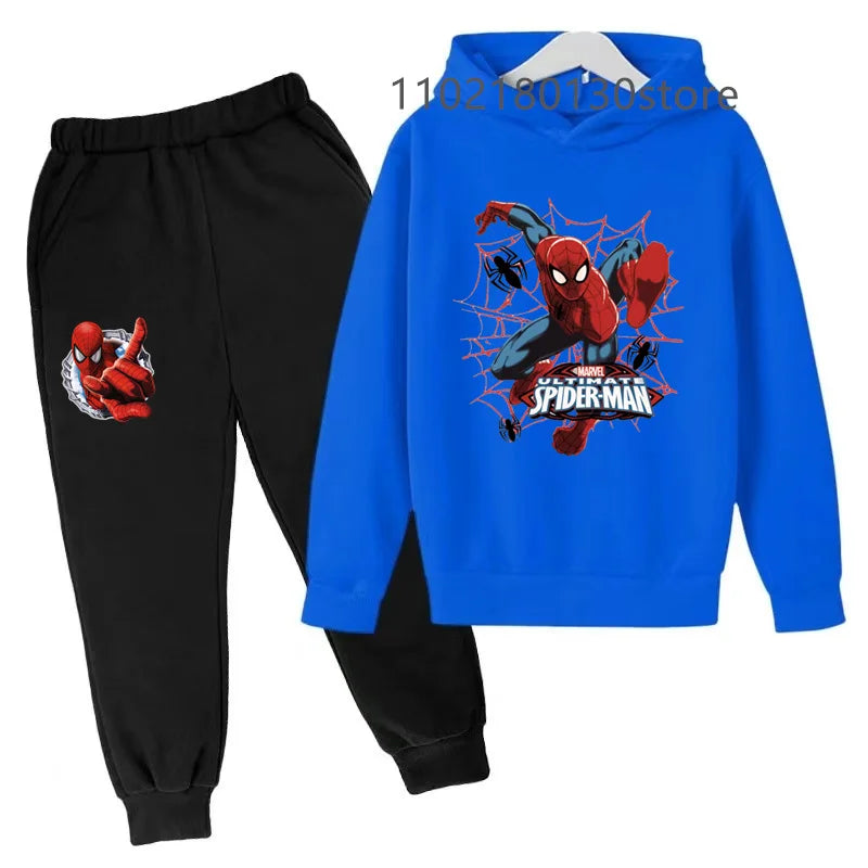 Kids Spring Autumn New Casual Cartoon Print 2pcs Hoodie+Jogging Pants Tracksuits 3-12 Years Boys Girls Outfits Children Clothes