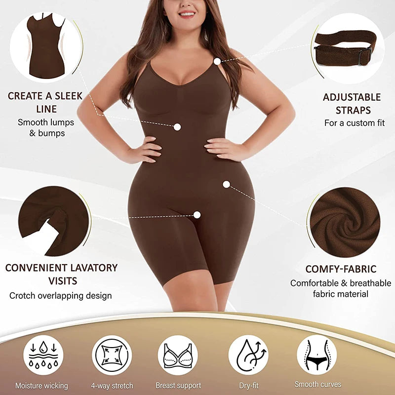 Comfort Seamless Bodysuit Printed Plus Size Tummy Control Shapewear Flat Belly Slimming Underwear Full Body Shaper Corset Women