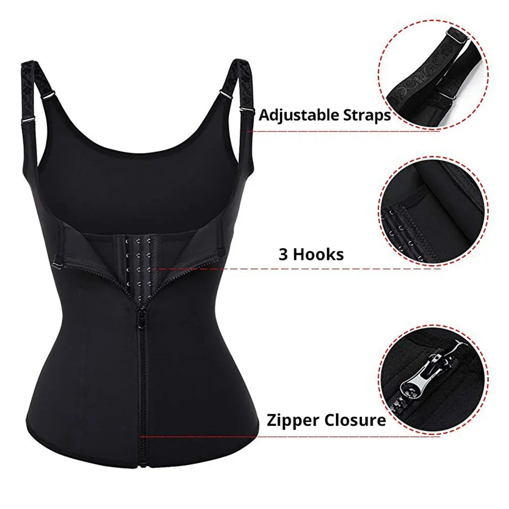 Waist Trainer Tank Top For Women Zipper Body Shaper Tummy Control Sleeveless Top, Women's Activewear Body Shaping Underwear